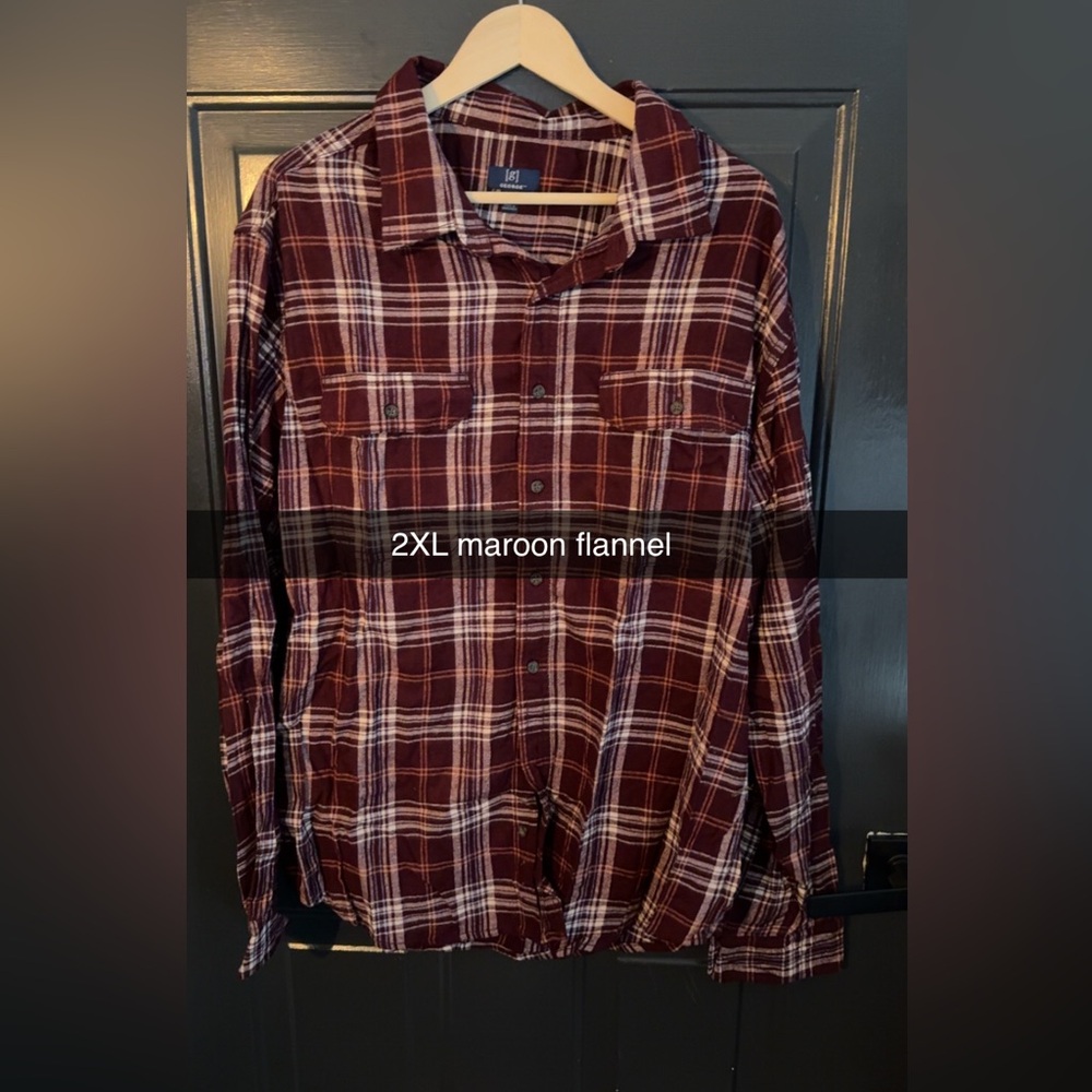 George Maroon Plaid Casual Button Down Shirt